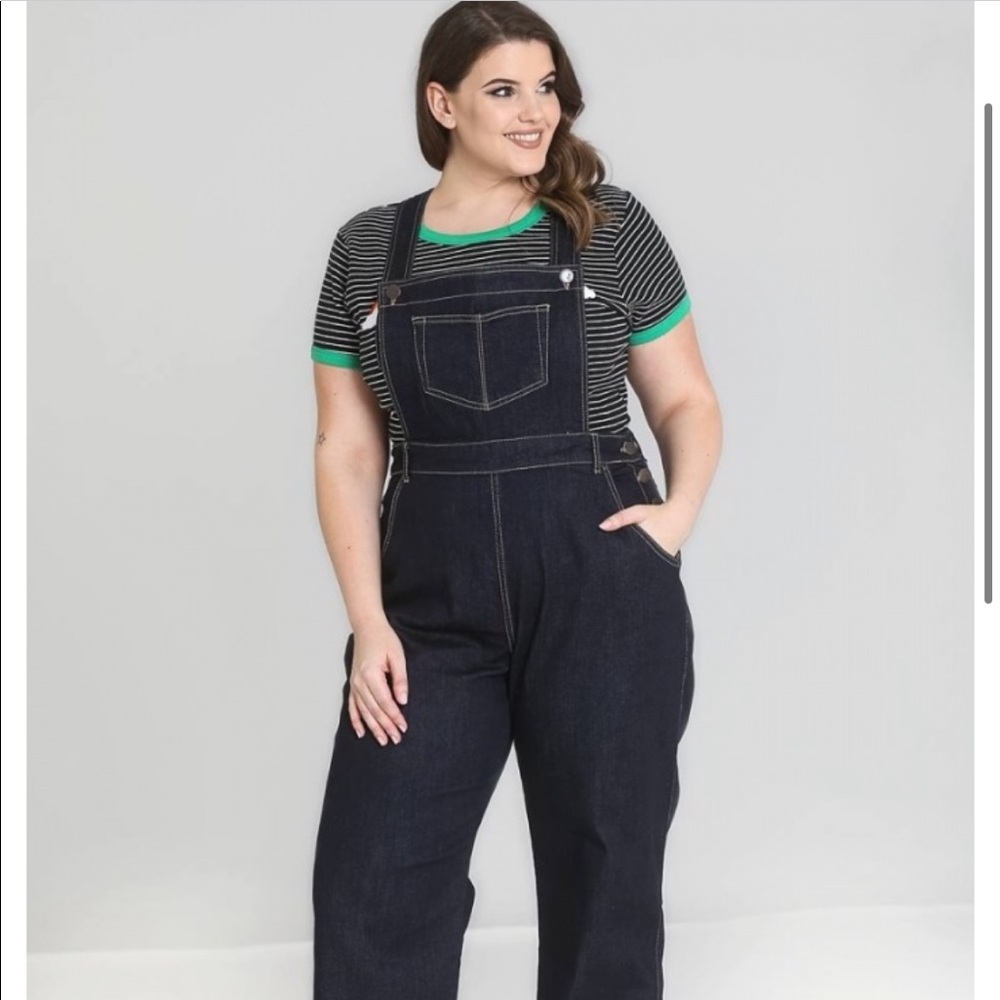 Hell Bunny Dungarees Pinup Rockabilly Volup Plus Size 4XL Retro Overalls Denim